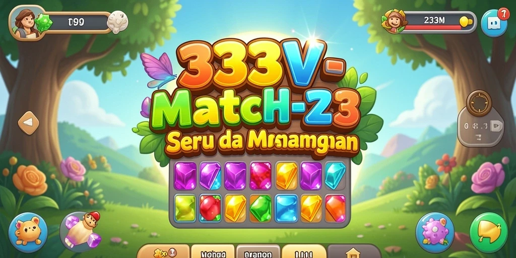 Tampilan menarik gameplay Match-3 di 333V penuh warna.