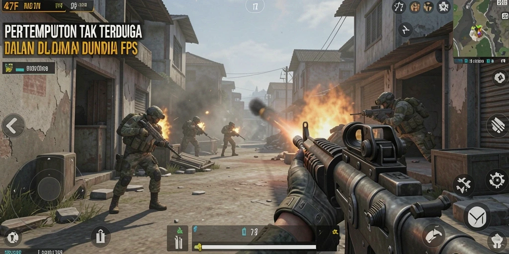 Screenshot gameplay 47F menampilkan aksi tembak-menembak yang seru.