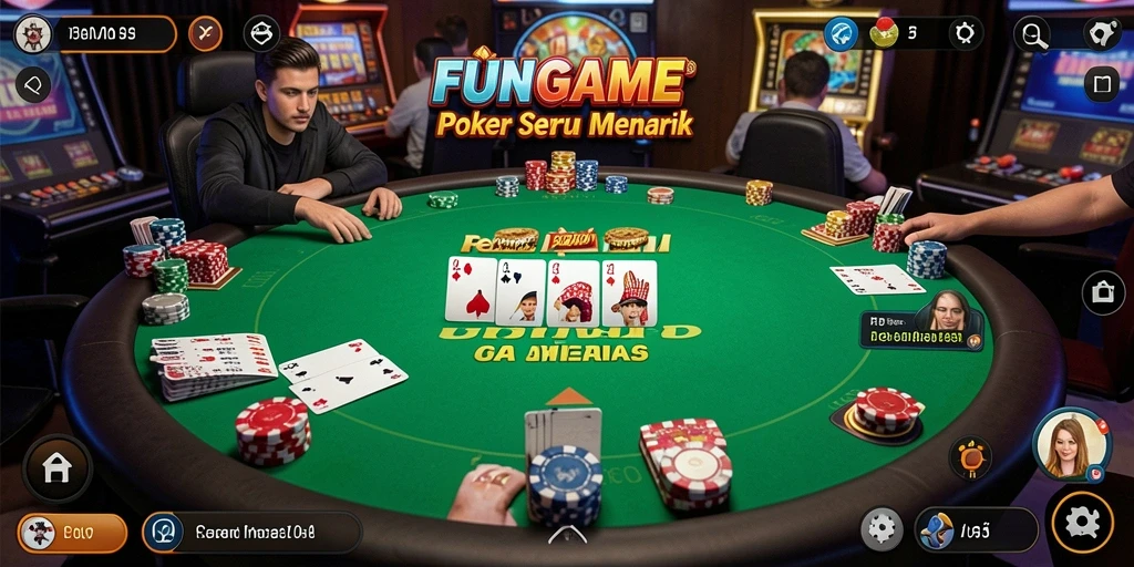 Tampilan gameplay Poker yang seru dan interaktif di FUNGAME.