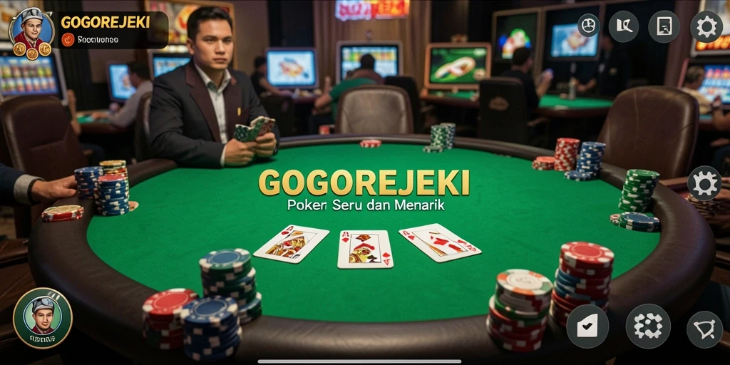Tampilan gameplay seru dari GOGOREJEKI dalam memainkan poker.