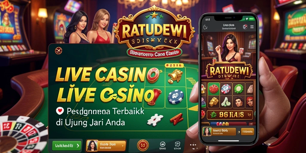 Tangkapan layar gameplay RATUDEWI menampilkan dealer langsung dan suasana kasino yang nyata.