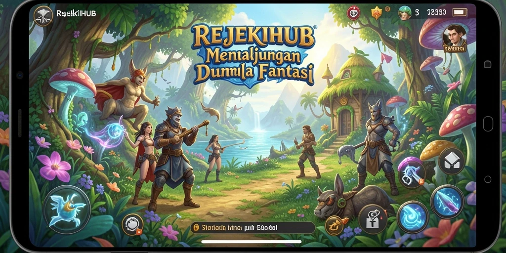 Gambar menunjukkan gameplay seru dengan karakter menjelajahi dunia fantasi.