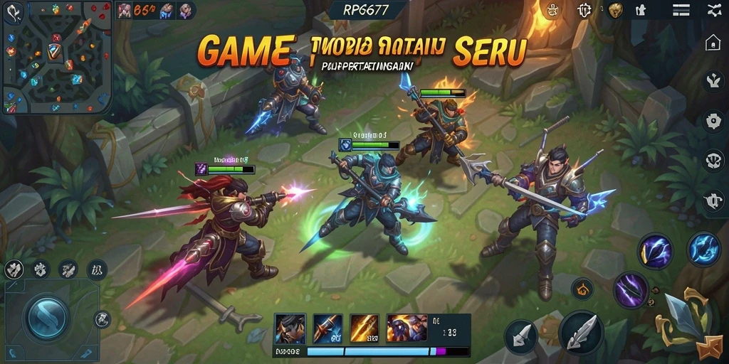 Tampilan gameplay seru dalam RP6677 dengan karakter unik dan strategi tim.