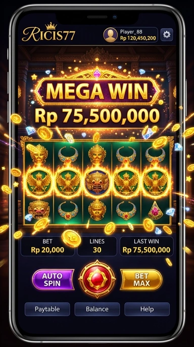 Tampilan antarmuka aplikasi ricis77 yang intuitif.